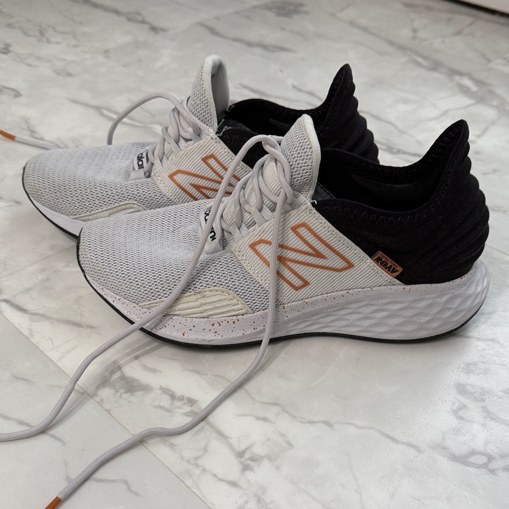 New Balance Women's White, Black, and Orange Roav Sneakers